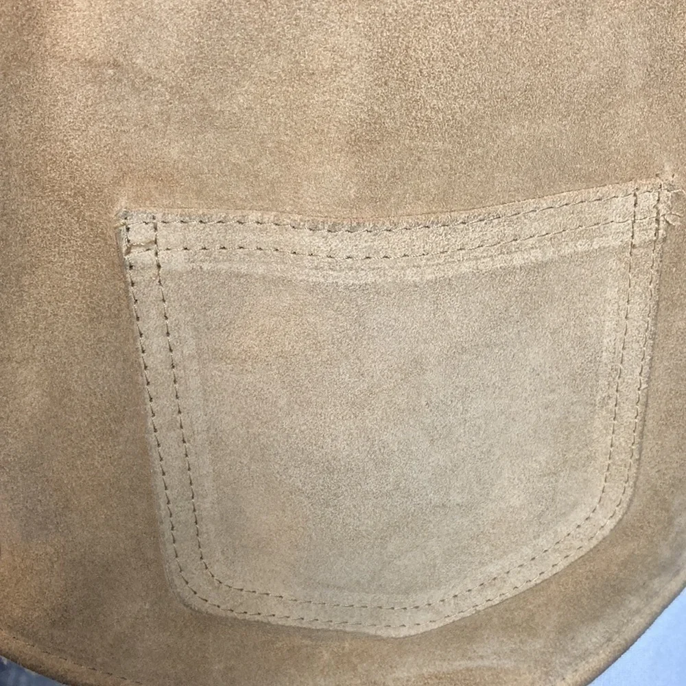 Vintage The Leather Shop Sears Suede Vest Faux Shearling Lining M Western Rodeo